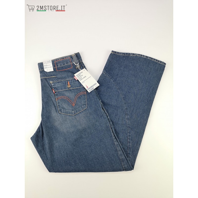 LEVI'S jeans LEVIS ENGINEERED 102 DARK BLUE FADED SUPA LOOSE ZIP Vintage  FLUO