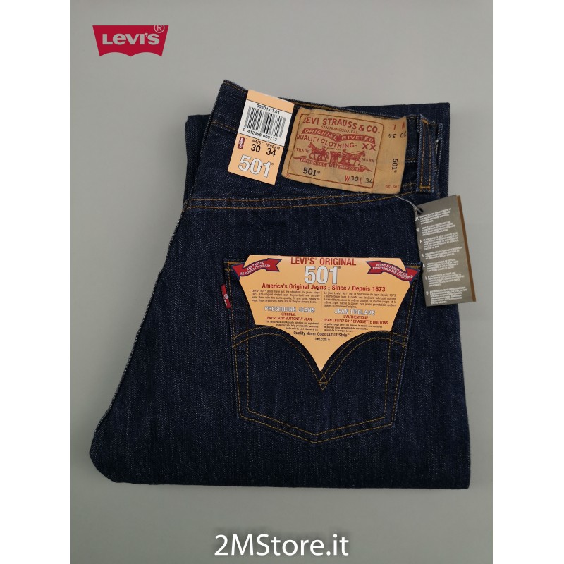 LEVI'S jeans LEVIS 501 Original Fit 501.01.01 denim Indigo blu Dritto  VINTAGE